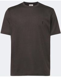 Saint Laurent - Cassandre Silk And Cotton T-Shirt - Lyst
