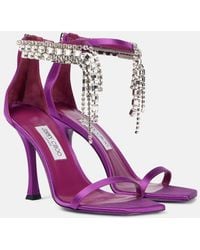 Jimmy Choo - Verity 100 Embellished Satin Sandals - Lyst