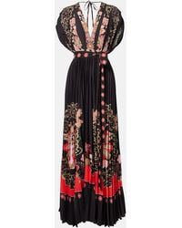 La DoubleJ - Accordion Printed Plisse Maxi Dress - Lyst