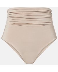 Max Mara - Salli Draped High-Rise Bikini Bottoms - Lyst