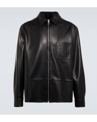 Loewe - Anagram Leather Overshirt - Lyst