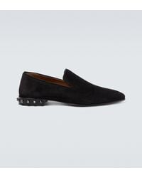 Christian Louboutin Marquees Spiked Suede Loafers - Black