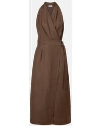 Brunello Cucinelli - Twill Wrap Dress - Lyst