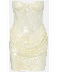 The New Arrivals Ilkyaz Ozel - Sequined Draped Strapless Minidress - Lyst