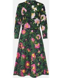 Oscar de la Renta - Floral Cotton-blend Shirt Dress - Lyst