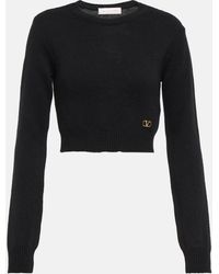 Valentino - Vlogo Cropped Cashmere Sweater - Lyst