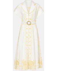 Zimmermann - Besticktes Midikleid Lucky Aus Leinen - Lyst
