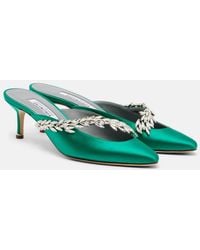 Balenciaga - X Manolo Blahnik Embellished Satin Mules - Lyst