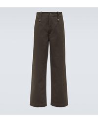 Burberry - Cotton Twill Straight Pants - Lyst