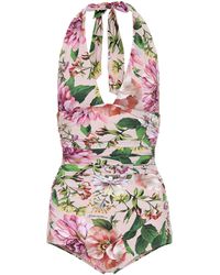 Dolce & Gabbana Bañador floral escote halter - Multicolor