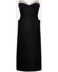 McQueen - Embellished Satin Midi Dress - Lyst