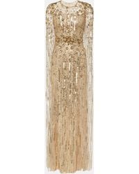 Jenny Packham - Caped Sequined Gown - Lyst