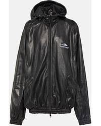 Balenciaga - 3b Sports Icon Leather Track Jacket - Lyst