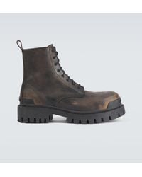 Balenciaga - Strike Distressed Leather Boots - Lyst