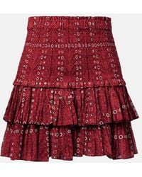 Isabel Marant - Naomi Ruffled Printed Cotton Miniskirt - Lyst