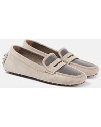 Brunello Cucinelli - Loafers Aus Veloursleder Mit Zierperlen - Lyst
