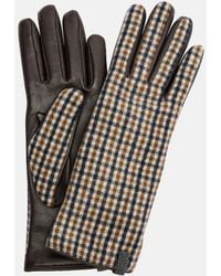 Brunello Cucinelli - Monili Checked Virgin Wool And Leather Gloves - Lyst