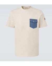 Moncler - Denim-Trimmed Cotton Jersey T-Shirt - Lyst