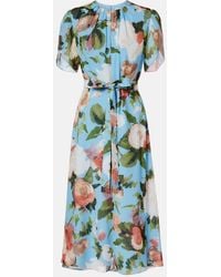 Erdem - Floral Silk Voile Midi Dress - Lyst