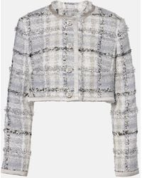 Dolce & Gabbana - Checked Cropped Lame Tweed Jacket - Lyst