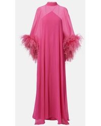 ‎Taller Marmo - Penelope Feather-Trimmed Silk Kaftan - Lyst