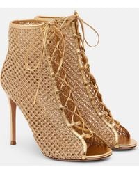 Gianvito Rossi - 105 Metallic Leather-Trimmed Sandals - Lyst