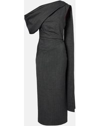 ROKSANDA - Maite Herringbone Draped Midi Dress - Lyst