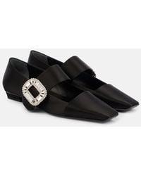 Roger Vivier - Belle Vivier Embellished Satin Flats - Lyst