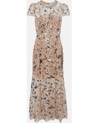 Self-Portrait - Sheer Sequined Cocktail Dress - Lyst