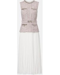 Self-Portrait - Vestido Midi De Boucle Y Chifon - Lyst