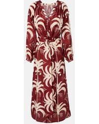 Johanna Ortiz - Weaving Waves Belted Embellished Printed Linen Midi Dress - Lyst