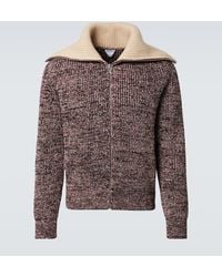 Bottega Veneta - Ribbed-Knit Cotton And Wool Zip-Up Sweater - Lyst