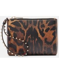 Christian Louboutin - Cabata Small Leopard-Print Leather Pouch - Lyst