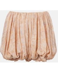 Chloé - Floral Pleated Silk Charmeuse Shorts - Lyst