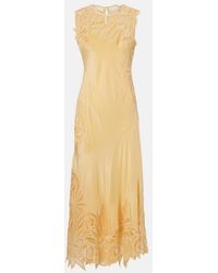 Ulla Johnson - Idra Lace-Trimmed Silk Midi Dress - Lyst