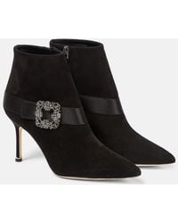 Manolo Blahnik - Bottines Plinianu En Daim A Ornements - Lyst