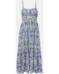Ulla Johnson - Robe Midi Nadine En Coton Melange A Fleurs - Lyst
