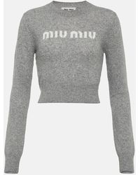 Miu Miu - Jersey cropped de lana y cachemir - Lyst
