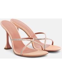 AMINA MUADDI - Sally Crystal-Embellished Satin Mules - Lyst