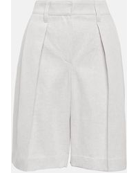 Brunello Cucinelli - Pleated Cotton And Linen Bermuda Shorts - Lyst