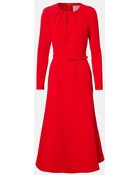 Carolina Herrera - Belted Crepe Midi Dress - Lyst