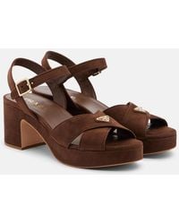 Prada - Suede Platform Sandals - Lyst