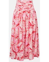 Poupette - Gonna Midi Carla A Pieghe Con Stampa - Lyst