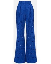 Rebecca Vallance - Zaffre Broderie Anglaise Cotton Flared Pants - Lyst