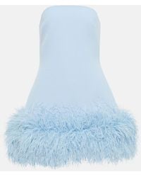 Safiyaa - Feather-trimmed Crepe Minidress - Lyst