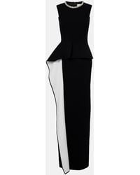 Roland Mouret - Embellished Peplum Satin Crepe Midi Dress - Lyst