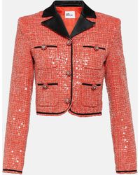 Self-Portrait - Cropped Sequined Boucle Jacket - Lyst