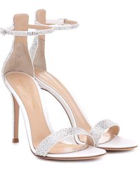 Gianvito Rossi Glam 105 Embellished Satin Sandals - White