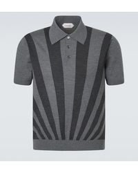 Versace - Intarsia Virgin Wool Polo Sweater - Lyst