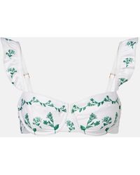 Agua Bendita - Kiwi Floral Ruffled Bikini Top - Lyst